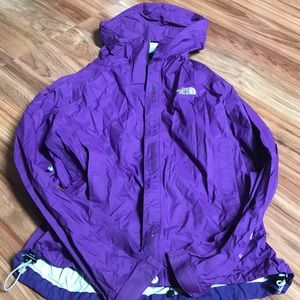 Purple north face raincoat